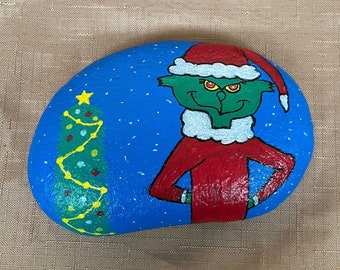 The Grinch Painted Rock