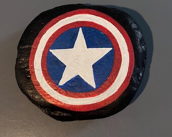 Captain America Painted Rock