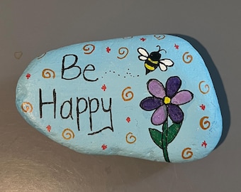 Be Happy Painted Rock