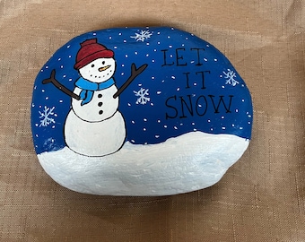 Let It Snow Painted Rock