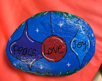 Christmas Ornament Painted Rock