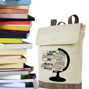 Laptop Bag, Library Bag, Librarian Tote, Teacher Backpack, Canvas Backpack Women, Book Lover Gift, Literary Backpack, Bibliophile