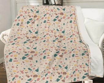 Terrazzo Fleece Blanket 80x60  Cozy Throw Blanket for Home Décor