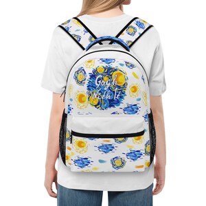 Starry Night Casual Style Laptop Backpack, 15.7 Inch School Book Bag, Water Resistant Casual Daypack, Van Gogh Gift, Gift for Art Teacher