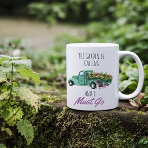 Garden Mug: The Garden Is Calling, Gift for Gardener, Ceramic Coffee Mug, Plant Mom Gift