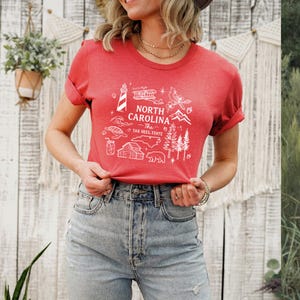 North Carolina Graphic T-Shirt, NC State Shirt, Hand-Drawn Carolina Tee, North Carolina Gift, State Pride Shirt, Aesthetic NC Tee