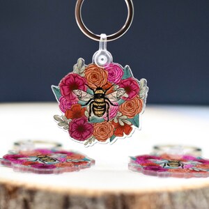 Cute Bee Acrylic Keychain/ Flower Keychain