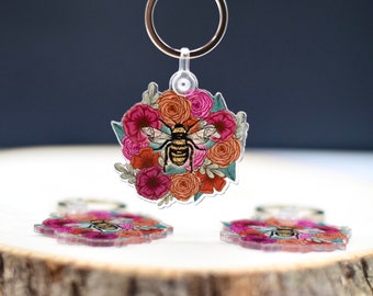 Cute Bee Acrylic Keychain/ Flower Keychain
