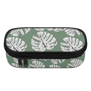 Monstera Leaves Purse Organizer, Palm Leaves Makeup Bag, Zipper Pencil Case, Accessories Pouch, Essential Oil Case