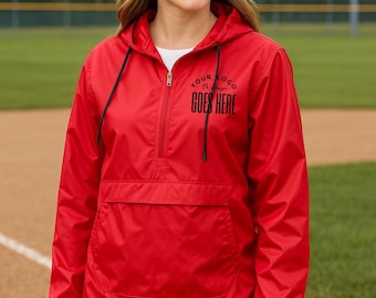 Custom Anorak Jacket, Lightweight Water-Resistant Pullover, DTF Logo Windbreaker, Team Staff Outerwear, Personalized Company Jacket