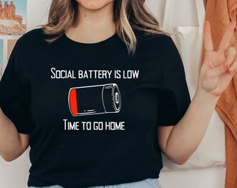Introvert Gift, Introvert Shirt, Anti Social Gift, Funny Graphic Tees For Women, Anti Social, Introvert Graphic Tee, Battery Shirt