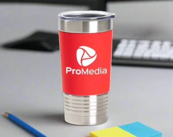 Custom 20oz Tumbler with Silicone Grip Sleeve, Personalized Travel Mug, Insulated Stainless Steel Cup, Custom Gift, Reusable Tumbler