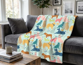 Cute Dog Breed Soft Fleece Blanket 70”x54”: Unique Dog Mom Gift, Cozy Home Decor for Pets, Machine Washable