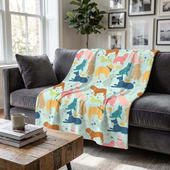 Cute Dog Breed Soft Fleece Blanket 70”x54”: Unique Dog Mom Gift, Cozy Home Decor for Pets, Machine Washable