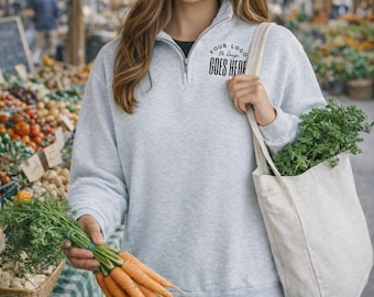 Custom Midweight Quarter-Zip Pullover, Personalized Logo Fleece, Lightweight Staff Jacket, Corporate Team Outerwear