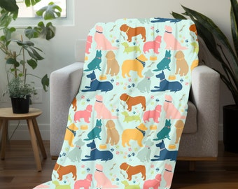 Cute Dog Breed Soft Fleece Blanket 70”x54”: Unique Dog Mom Gift, Cozy Home Decor for Pets, Machine Washable