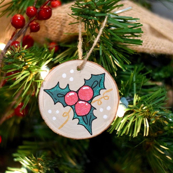 Christmas Ornament, Holly Leaves and Berries