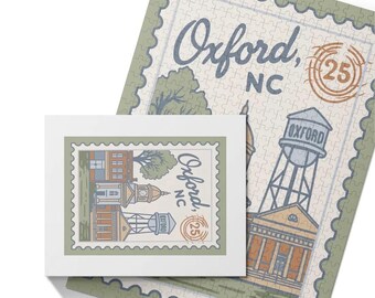 City of Oxford Jigsaw Puzzle, Downtown Oxford NC Map Puzzle, 500 Piece Jigsaw, Landmarks Gift, North Carolina Souvenir, Family Game Night