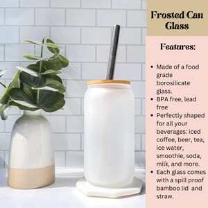 Van Gogh Cup, 16 Oz. Frosted Beer Can Glass With Bamboo Lid and Straw ...
