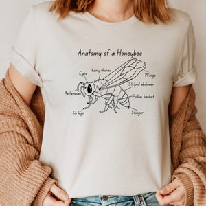 Bee Anatomy Shirt, Western Honey Bee T shirt, Science Tee, Beekeeper Gift