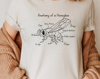 Bee Anatomy Shirt, Western Honey Bee T shirt, Science Tee, Beekeeper Gift