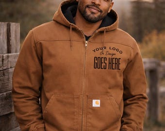 Custom Carhartt Men's Rugged Flex Duck Fleece Lined Jacket, DTF Logo Work Coat, Water Repellent Company Outerwear for Staff & Crews