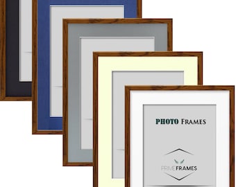 Walnut Photo Picture Poster Frame  Certificate Frame with Mounts Black, White, Grey, Ivory, Blue