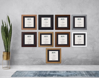 Handmade Square Flat Wooden Photo Frame Picture Poster frame with Mount various colour