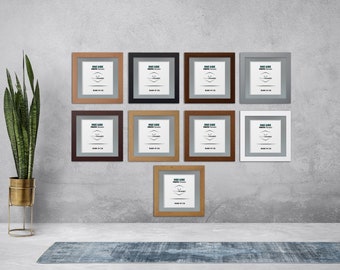 Handmade Flat Wooden Square Photo Frame Picture Poster Frame with Mount