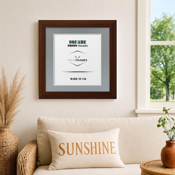 Black Oak Square Photo Frame With Grey Mount Picture Poster Frame