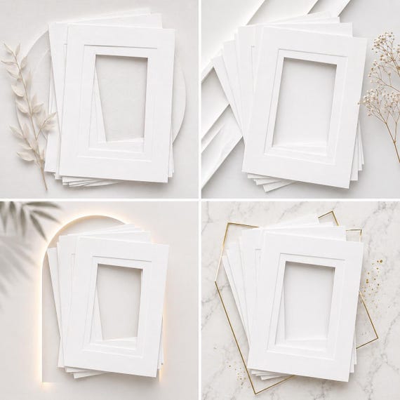 Bevel Cut White Mount Board: Picture Frame Mats, Acid-Free (4/8/12/24 Pack)