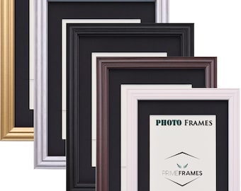 A2/A3/A4/A5/A6 Picture Photo Frames, Handmade Wooden Antique Style Frames with Black Colour Mount - Wall Art Photo Frames - Various Size