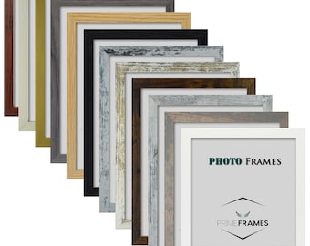 Handmade Wooden Photo Frame Picture Poster Frames  Rustic Gold or Silver, Wall Mounting