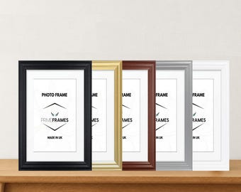 Antique Style Photo Picture Frames Black White Silver A1 A2 A3 A4 A5 With White Mount MDF Wood Poster Frame Wall Art Home Decor