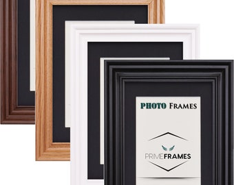 Black White Oak Dark Oak Photo Frame Picture Frames Wide Swept Style Frame Wood Effect A1 A2 A3 A4 With Black Mount