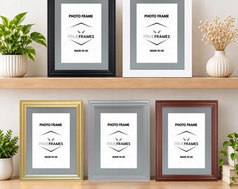 Modern MDF Wood Picture Frames With Grey Mount A1-A5 Black White Gold Photo Poster Frame Wall Art Home Decor Landscape Portrait Display