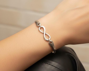 Infinity symbol Silver plated bracelet, Meaningful Gift, Eternal Love Jewelry