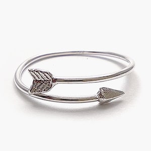 Sterling silver adjustable Arrow ring, Thin Arrow band Hallmarked 925, Layering ring mix and match, Stacking finger jewelry