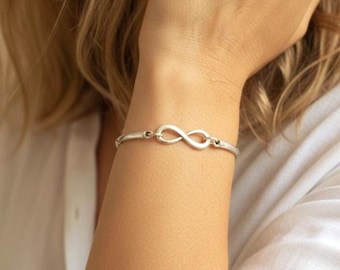 Infinity symbol Silver plated bracelet, Meaningful Gift, Eternal Love Jewelry