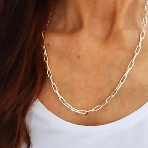 Stapeln Silber Büroklammer Halskette, Mix und Match Schmuck