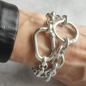 ロロチェーン スターリングシルバーメッキブレスレット - 酸化処理 10 mm ロロチェーンブレスレット 男女兼用 - ユニセックス ラージオーバルヒンジ留め金 - ベルチャーチェーン