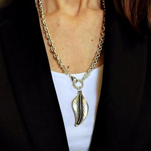 Nature lovers Leaf Pendant with Versatile multiposition cable Chain, Natural Boho Style Jewelry, Gift for Earthy Souls