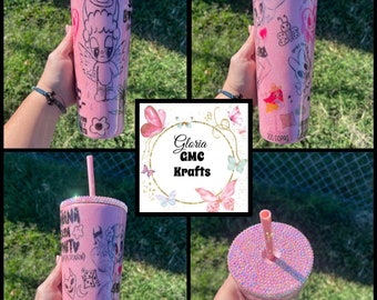 24oz Karol G/ Bichota Season/ New Album Inspirated Glitter Tumbler. Manana Sera Bonito. Acrylic Cup with Rhinestones Lid.