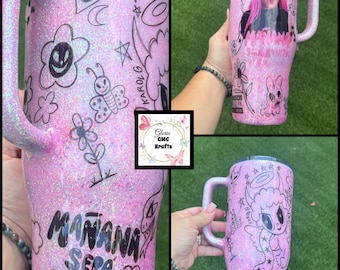 40oz Karol Bichota season Inspired Glitter Tumbler. Stanley Dupe. Manana Sera Bonito