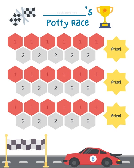 Race Car Potty Training Chart Potty Training Game Etsy
