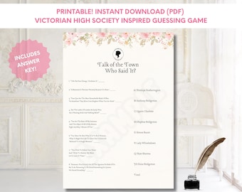 Jogo de festa inspirado na alta sociedade Who Said It | Chás de panela, festas temáticas e atividades de aniversário | Download digital | Para impressão