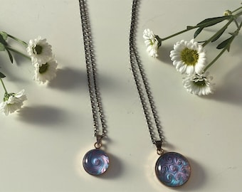 Handmade Bronze Medallion Necklace, Murano Glass Pendant, Mother Daughter Gift