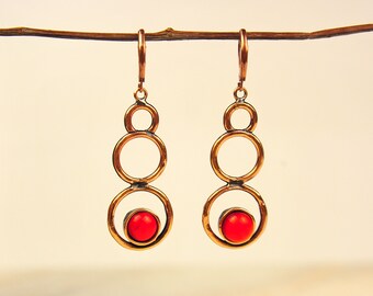 Handmade Earrings, Murano Glass Earrings, Dangle Earrings, Red Earrings