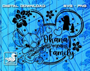 Ohana Means Family SVG PNG: Stitch Digital Download