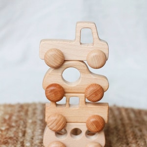 Set of 4 Wooden Cars image 3